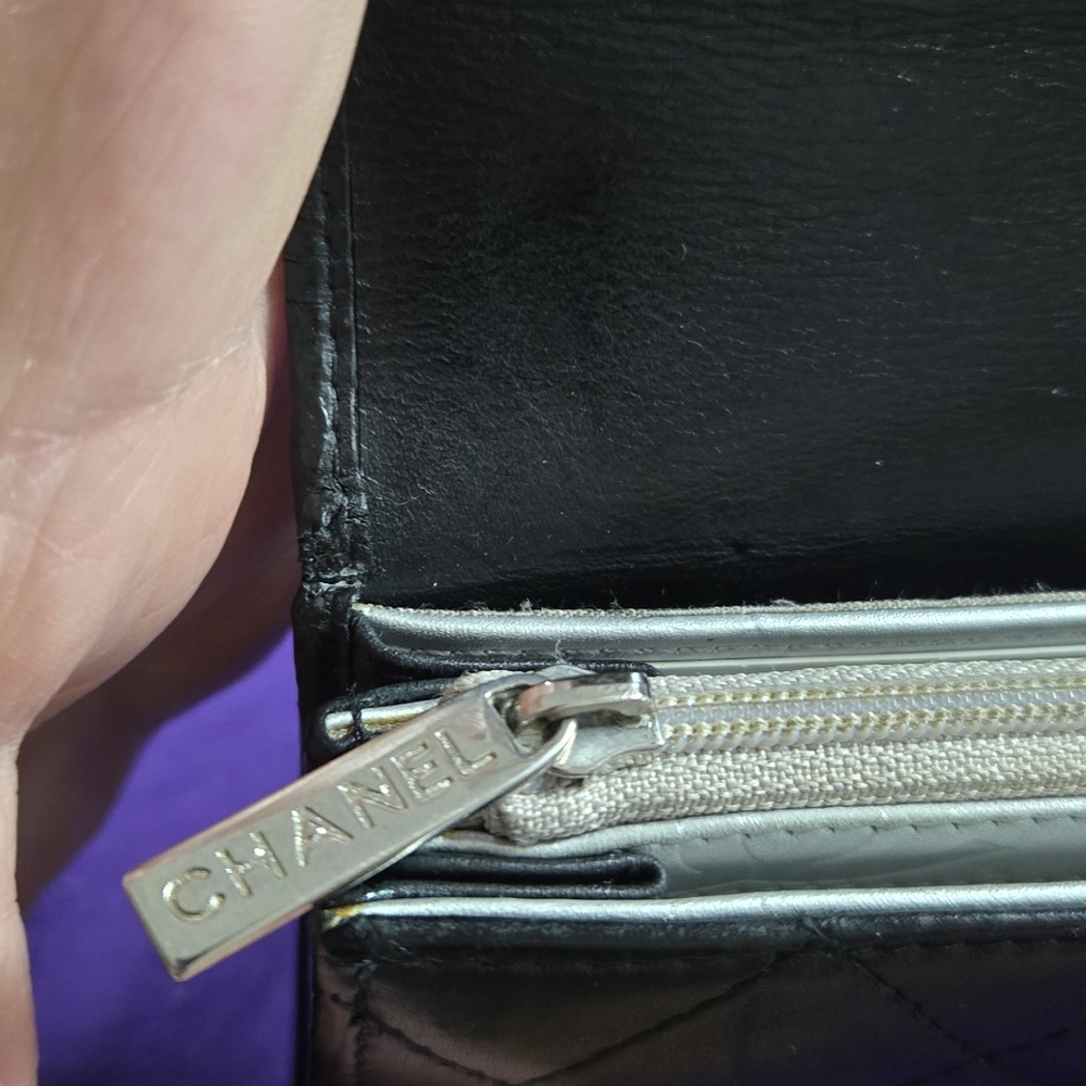 CHANEL CAMBON SILVER CC QUILTED LAMBSKIN WALLET - Picture 12 of 16